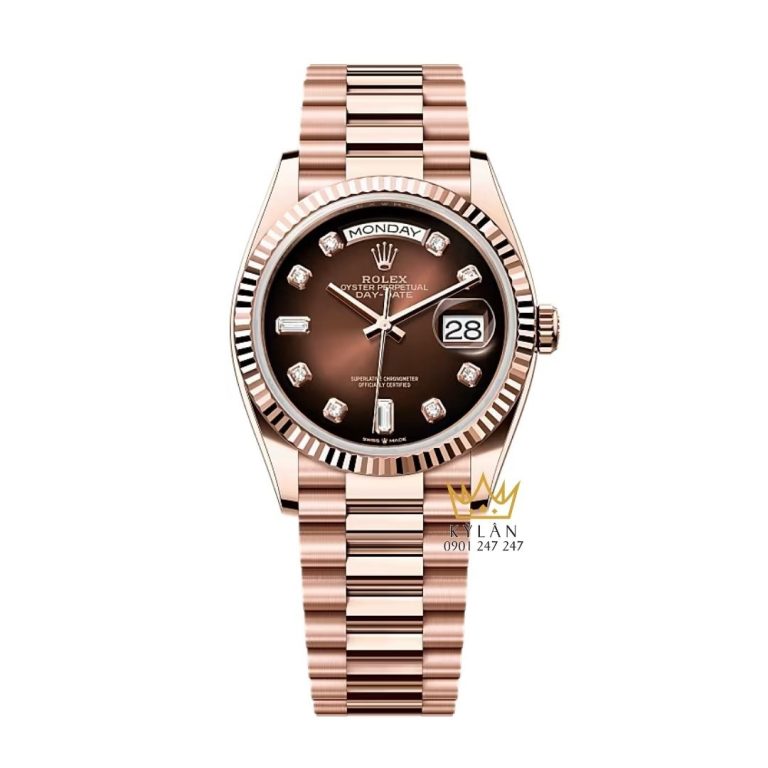 Đồng hồ Rolex Day Date 36 nâu ombré cọc kim cương 128235-0037