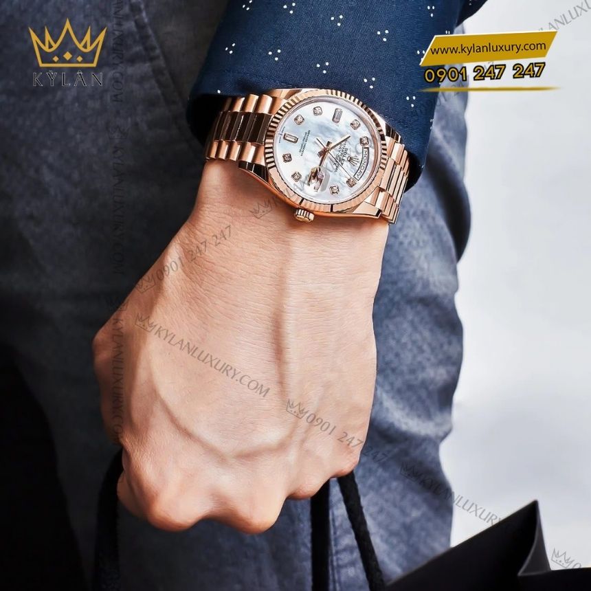 Kỳ Lân Luxury rolex day date 36 xa cu kim cuong 128235 0029 3 Đồng hồ Rolex Day Date 36 xà cừ kim cương 128235-0029