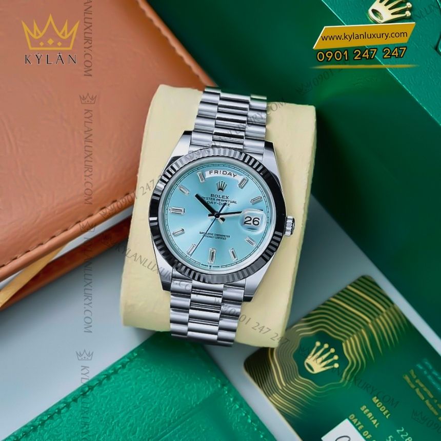 Kỳ Lân Luxury rolex day date 40 228236 0006 ice blue kim cuong 3 Đồng hồ Rolex Day Date 40 Ice Blue kim cương 228236-0006