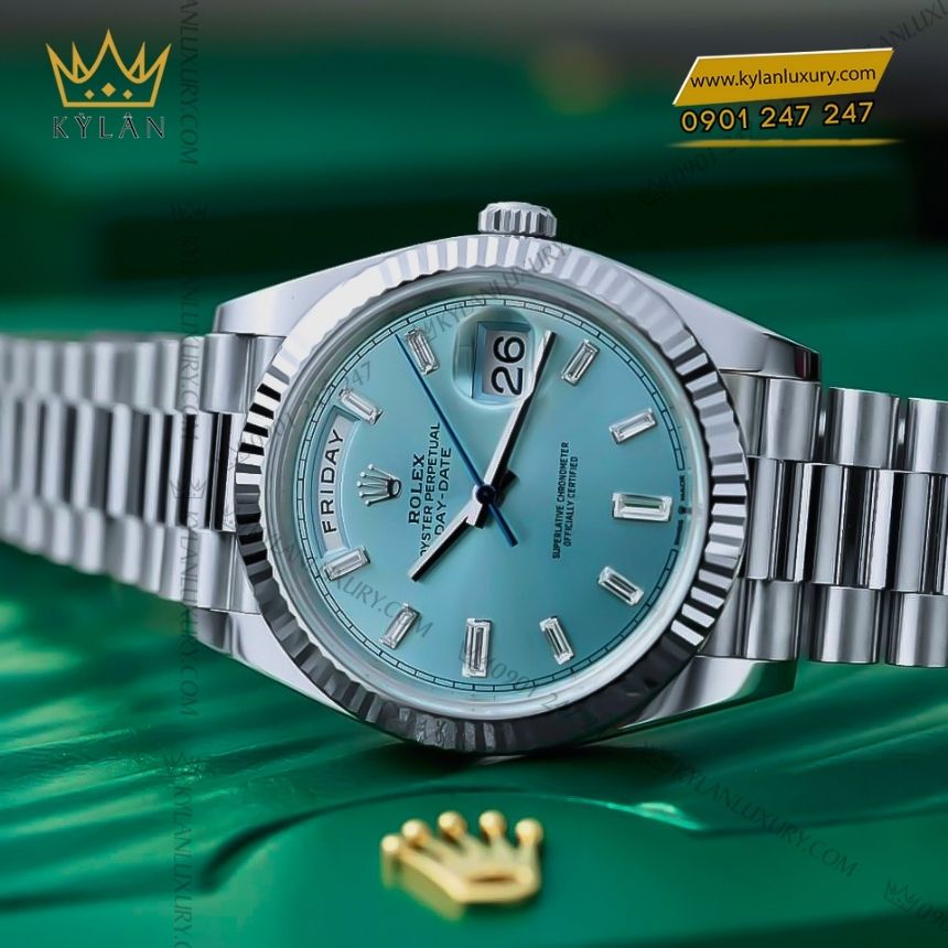 Kỳ Lân Luxury rolex day date 40 228236 0006 ice blue kim cuong 5 Đồng hồ Rolex Day Date 40 Ice Blue kim cương 228236-0006