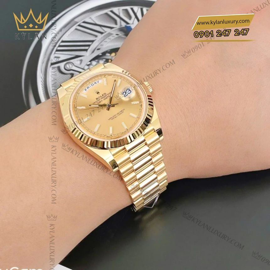 Kỳ Lân Luxury rolex day date 40 228238 0003 champagne 10 1 Đồng hồ Rolex Day Date 40 vàng vàng champagne 228238-0003