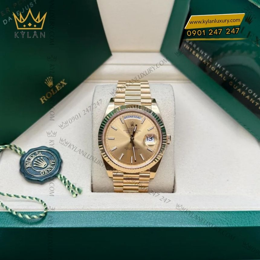 Kỳ Lân Luxury rolex day date 40 228238 0003 champagne 4 Đồng hồ Rolex Day Date 40 vàng vàng champagne 228238-0003