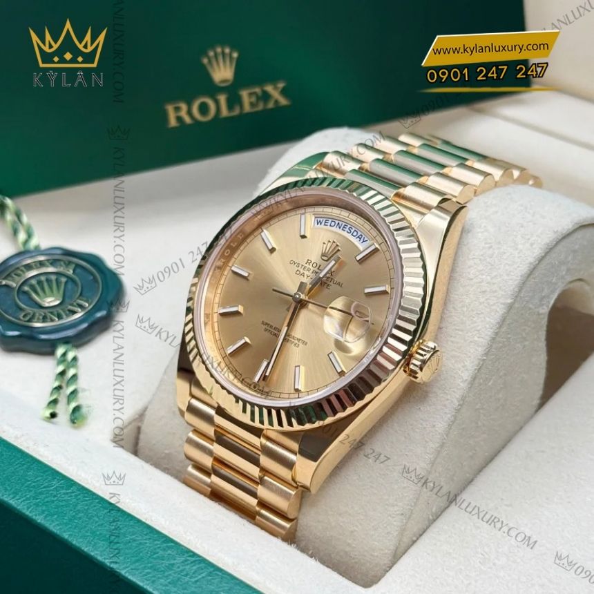 Kỳ Lân Luxury rolex day date 40 228238 0003 champagne 5 Đồng hồ Rolex Day Date 40 vàng vàng champagne 228238-0003