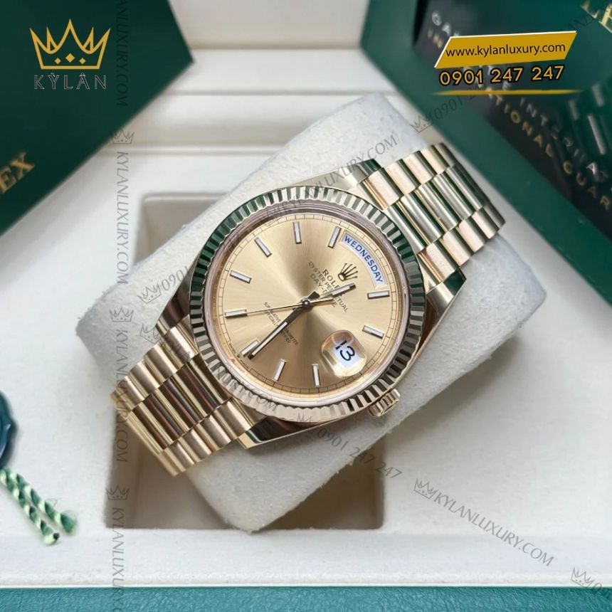 Kỳ Lân Luxury rolex day date 40 228238 0003 champagne 6 Đồng hồ Rolex Day Date 40 vàng vàng champagne 228238-0003