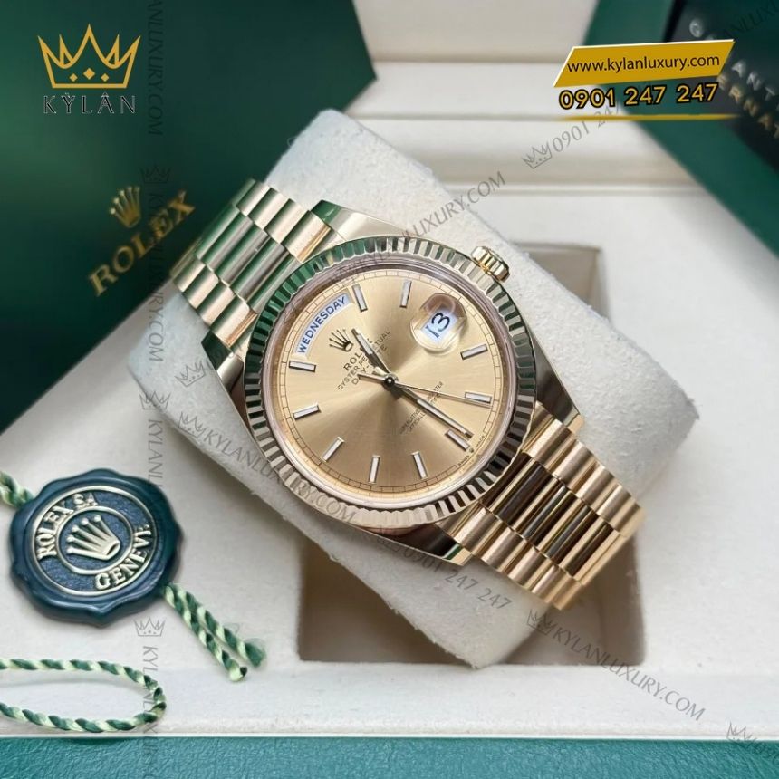 Kỳ Lân Luxury rolex day date 40 228238 0003 champagne 8 Đồng hồ Rolex Day Date 40 vàng vàng champagne 228238-0003