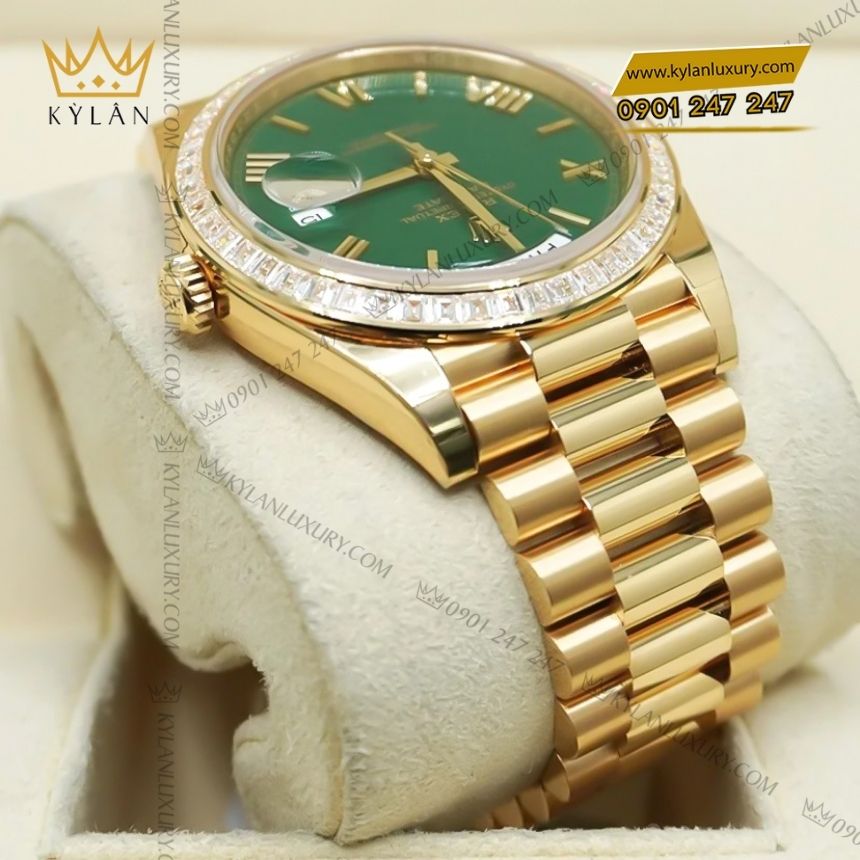 Kỳ Lân Luxury rolex day date 40 228398tbr 0039 mat so xanh la 2 Đồng hồ Rolex Day Date 40 vàng vàng mặt xanh lá 228398TBR-0039