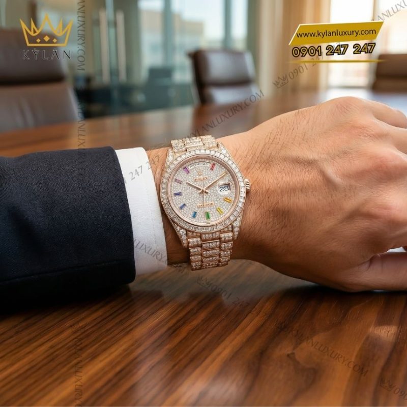Đồng hồ Rolex Day Date 40 custom full kim cương 228235