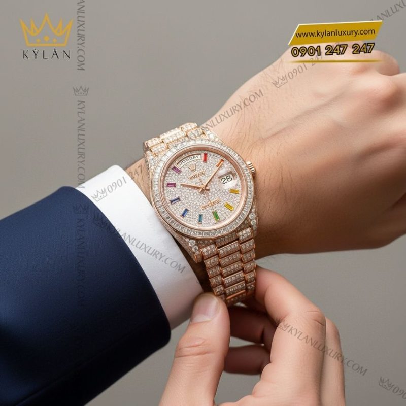 Đồng hồ Rolex Day Date 40 custom full kim cương 228235