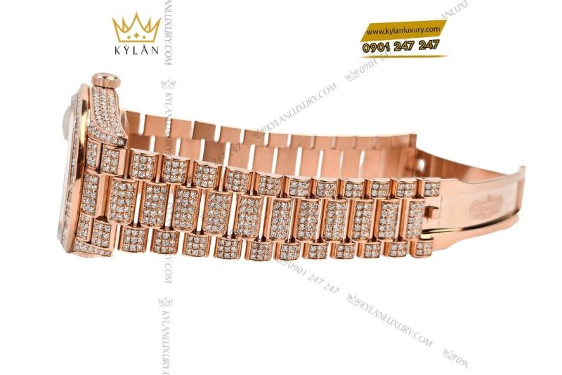 Đồng hồ Rolex Day Date vàng hồng custom full kim cương