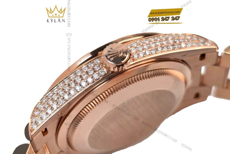 Đồng hồ Rolex Day Date vàng hồng custom full kim cương