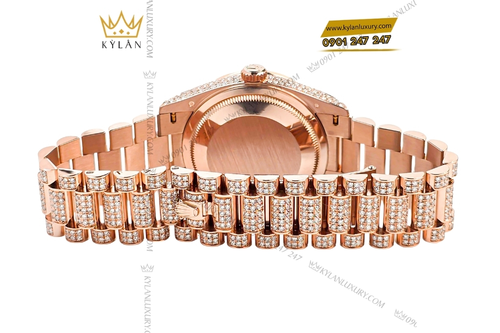 Kỳ Lân Luxury rolex day date vang hong custom full kim cuong 16 Đồng hồ Rolex Day Date vàng hồng custom full kim cương