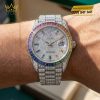 Đồng hồ Rolex Day Date vàng trắng custom kim cương & vành Rainbow