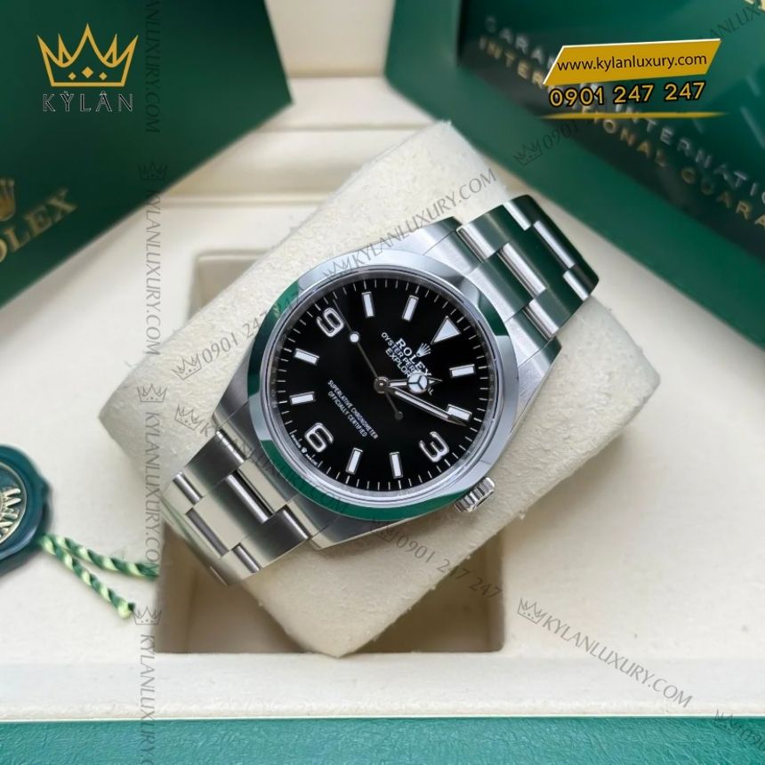 Kỳ Lân Luxury rolex explorer 36 124270 0001 2 Đồng hồ Rolex Explorer 36 mặt số đen 124270-0001