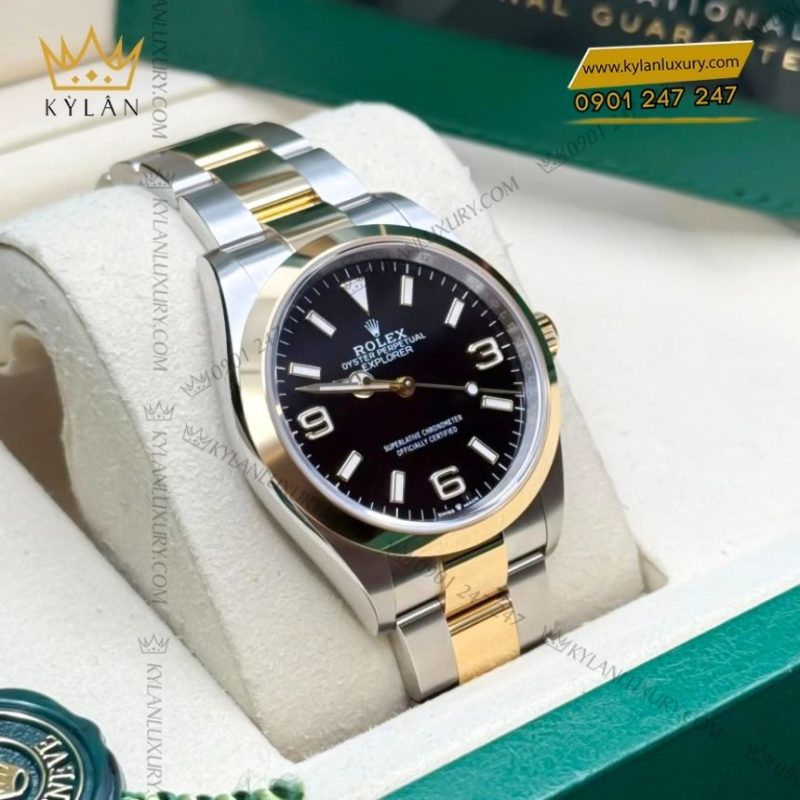Đồng hồ Rolex Explorer 36mm demi mặt số đen 124273-0001