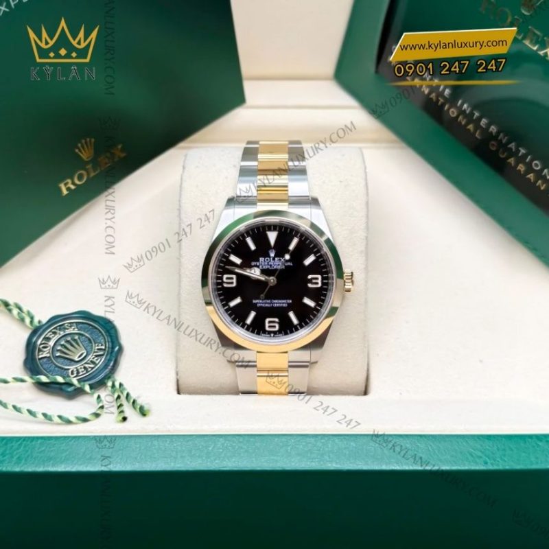 Đồng hồ Rolex Explorer 36mm demi mặt số đen 124273-0001