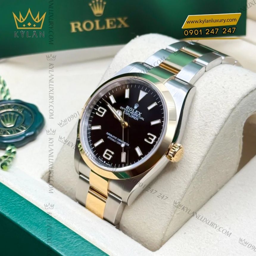 Kỳ Lân Luxury rolex explorer 36mm mat so den 124273 0001 8 Đồng hồ Rolex Explorer 36mm demi mặt số đen 124273-0001