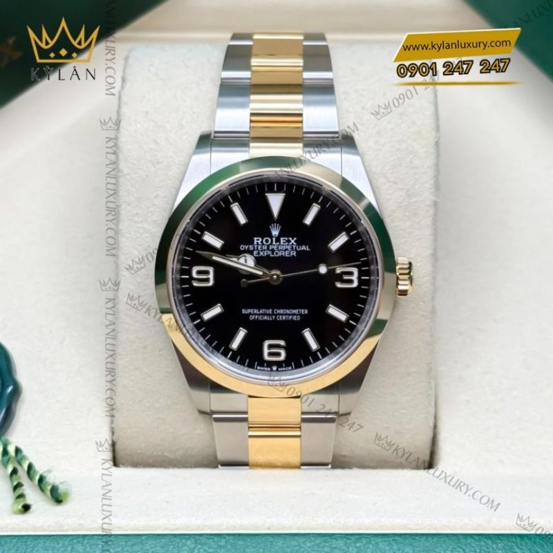 Đồng hồ Rolex Explorer 36mm demi mặt số đen 124273-0001