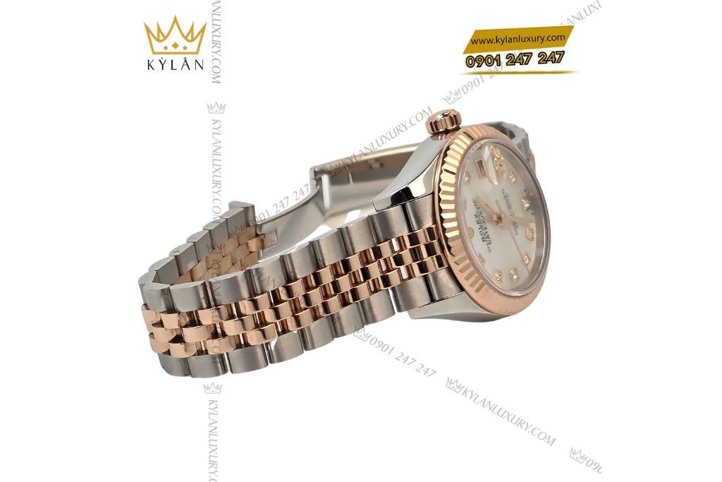 Kỳ Lân Luxury rolex lady datejust 28 279171 0013 demi xa cu 13 Đồng hồ Rolex Lady Datejust 28 demi vàng hồng xà cừ 279171-0013