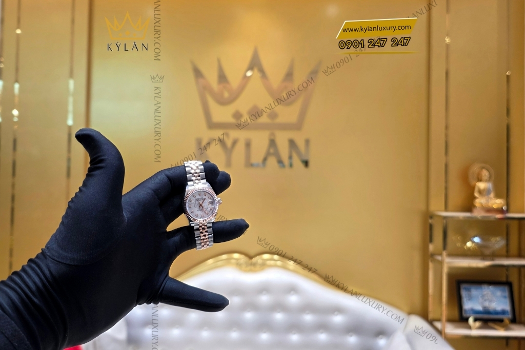 Kỳ Lân Luxury rolex lady datejust 28 279171 0013 demi xa cu 7 Đồng hồ Rolex Lady Datejust 28 demi vàng hồng xà cừ 279171-0013