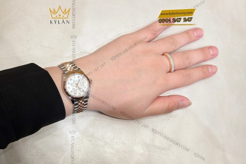 Đồng hồ Rolex Lady Datejust 28 demi vàng hồng xà cừ 279171-0013
