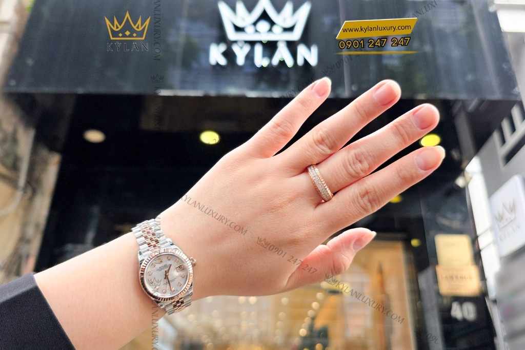 Kỳ Lân Luxury rolex lady datejust 28 279171 0013 demi xa cu 9 Đồng hồ Rolex Lady Datejust 28 demi vàng hồng xà cừ 279171-0013