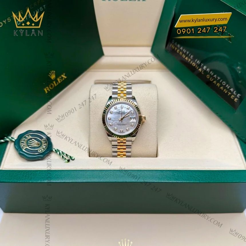 Kỳ Lân Luxury rolex lady datejust 28 279173 0013 xa cu demi 11 Đồng hồ Rolex Lady Datejust 28 demi xà cừ 279173-0013