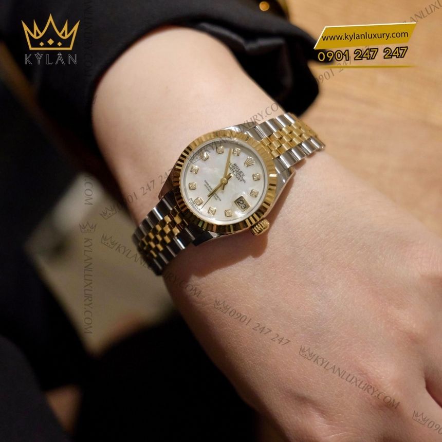 Kỳ Lân Luxury rolex lady datejust 28 279173 0013 xa cu demi 4 Đồng hồ Rolex Lady Datejust 28 demi xà cừ 279173-0013