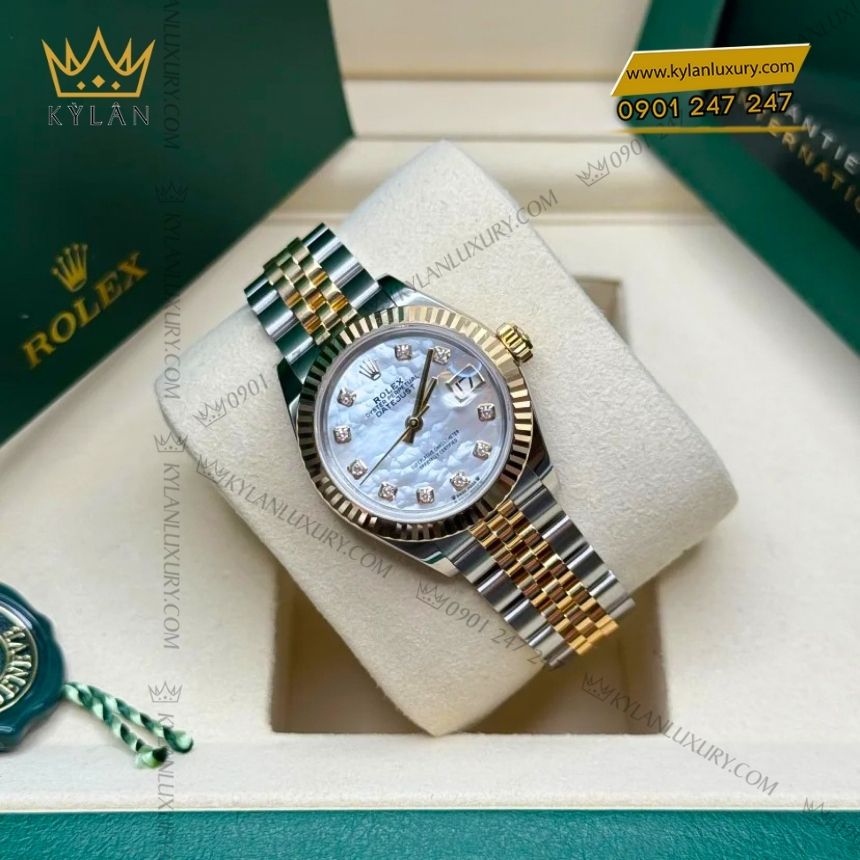 Kỳ Lân Luxury rolex lady datejust 28 279173 0013 xa cu demi 6 Đồng hồ Rolex Lady Datejust 28 demi xà cừ 279173-0013