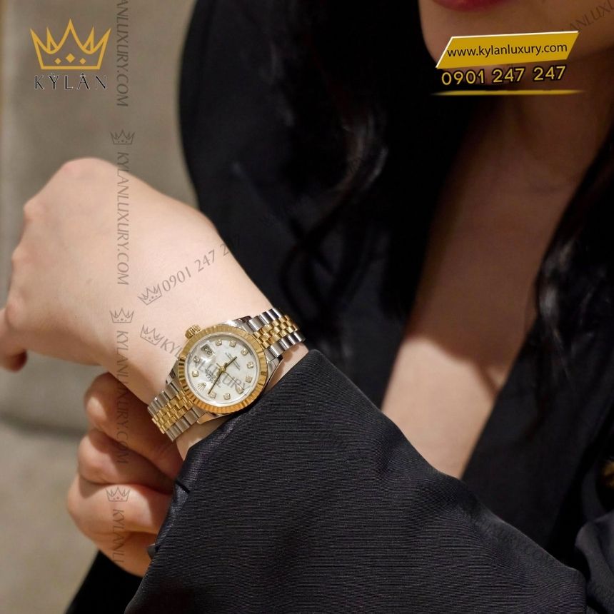 Kỳ Lân Luxury rolex lady datejust 28 279173 0013 xa cu demi 7 Đồng hồ Rolex Lady Datejust 28 demi xà cừ 279173-0013