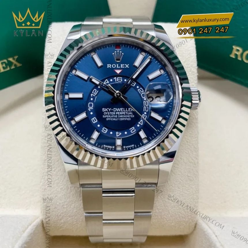 Kỳ Lân Luxury rolex sky dweller 336934 0005 xanh duong oyster 10 Đồng hồ Rolex Sky Dweller Oyster xanh dương 336934-0005