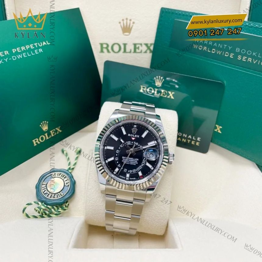 Kỳ Lân Luxury rolex sky dweller 336934 0007 mat den oyster 2 Đồng hồ Rolex Sky Dweller Oyster mặt đen 336934-0007