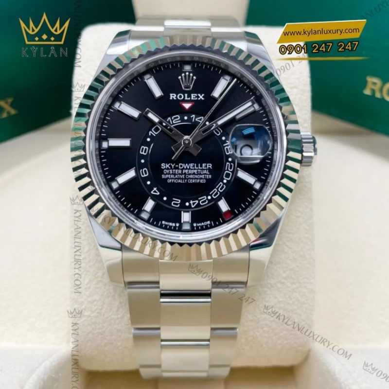 Đồng hồ Rolex Sky Dweller Oyster mặt đen 336934-0007