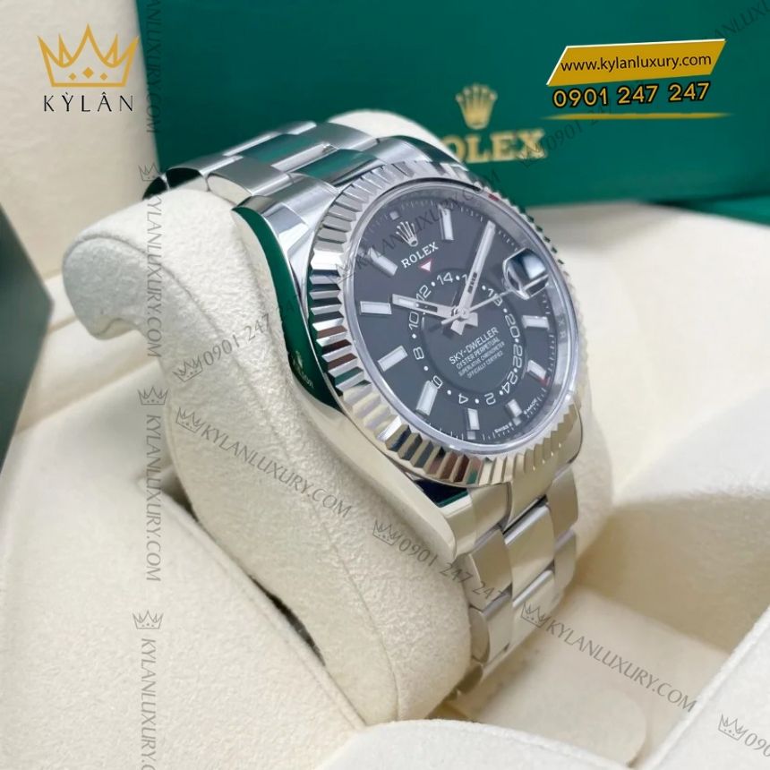 Kỳ Lân Luxury rolex sky dweller 336934 0007 mat den oyster 6 Đồng hồ Rolex Sky Dweller Oyster mặt đen 336934-0007