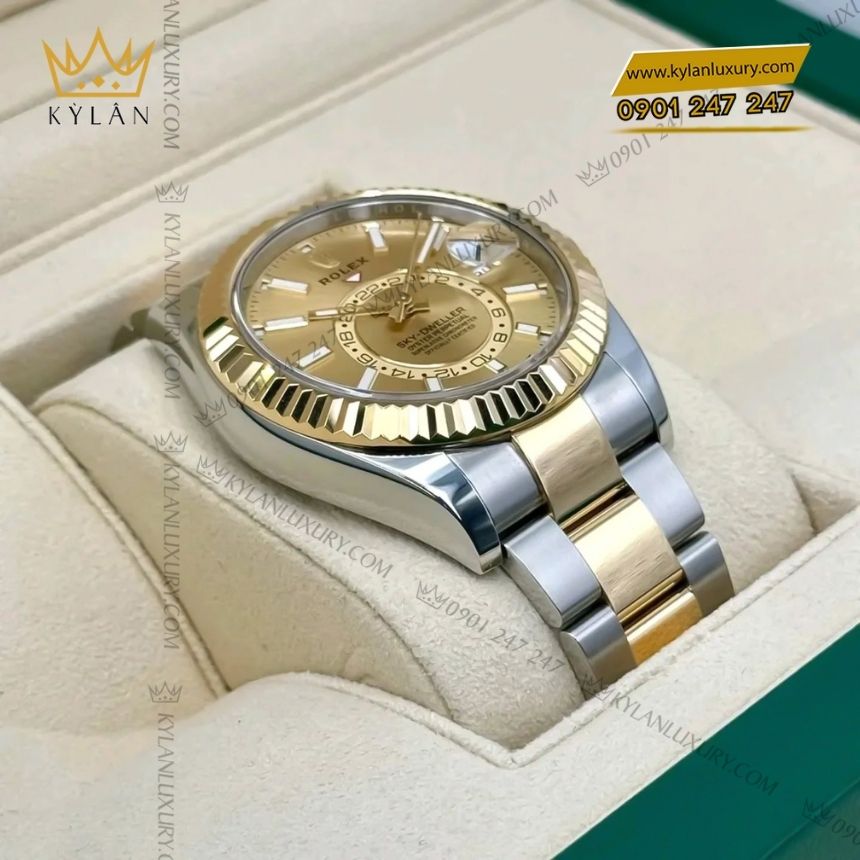 Kỳ Lân Luxury rolex sky dweller 42mm demi champagne 336933 0001 3 Đồng hồ Rolex Sky Dweller demi champagne 336933-0001
