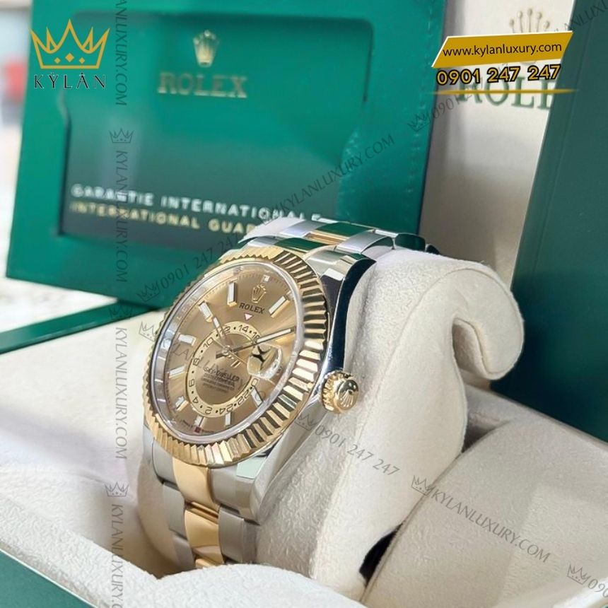 Kỳ Lân Luxury rolex sky dweller 42mm demi champagne 336933 0001 4 Đồng hồ Rolex Sky Dweller demi champagne 336933-0001