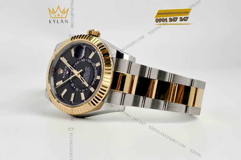 Kỳ Lân Luxury rolex sky dweller demi vang vang 336933 0003 3 Đồng hồ Sky Dweller demi vàng vàng mặt đen 336933-0003