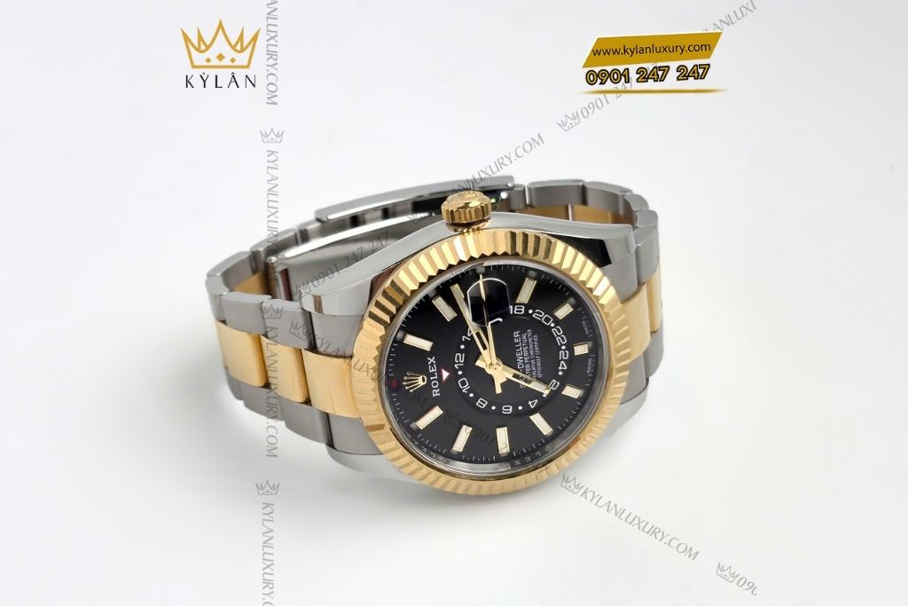 Kỳ Lân Luxury rolex sky dweller demi vang vang 336933 0003 5 Đồng hồ Sky Dweller demi vàng vàng mặt đen 326933-0003