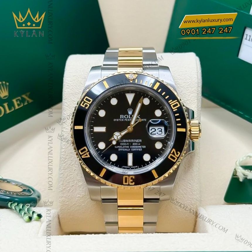 Kỳ Lân Luxury rolex submariner 116613ln 0001 rolesor den 6 Đồng hồ Rolex Submariner Date Demi vàng vàng 116613LN-0001