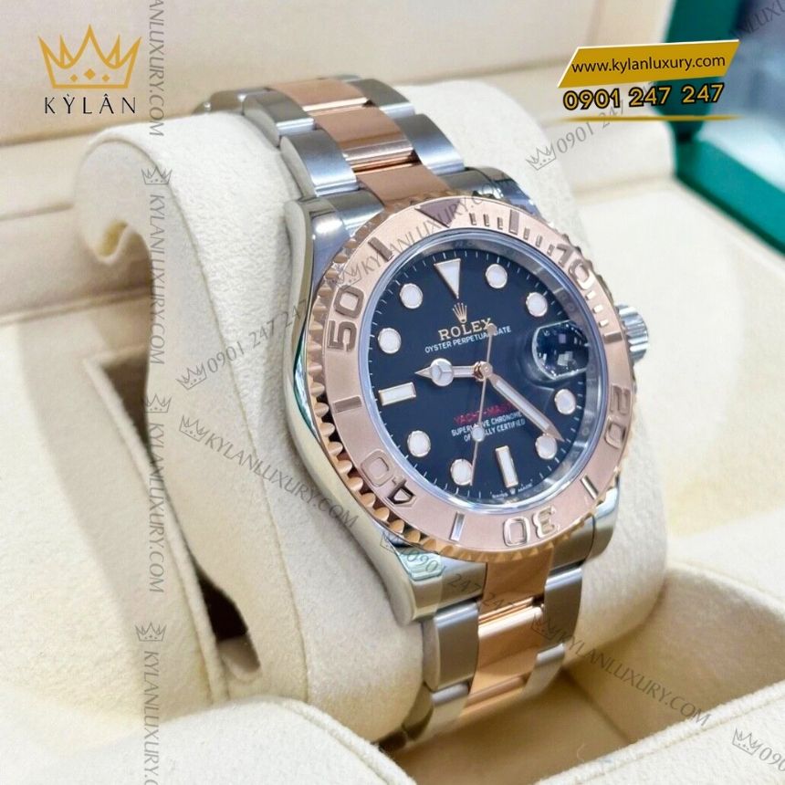 Kỳ Lân Luxury rolex yacht master 37 268621 0004 mat den 9 Đồng hồ Rolex Yacht Master 37 mặt số đen 268621-0004