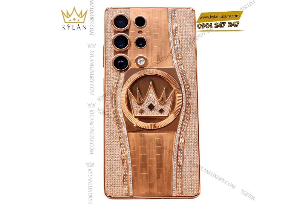 Kỳ Lân Luxury samsung galaxy s25 custom vang hong kim cuong 10 Điện thoại Samsung Galaxy S25 Ultra custom vàng hồng kim cương