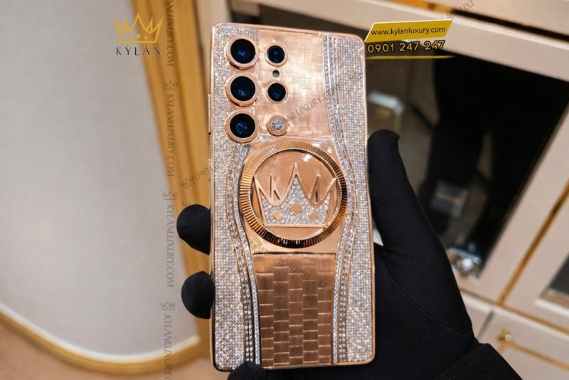 Điện thoại Samsung Galaxy S25 Ultra custom vàng hồng kim cương