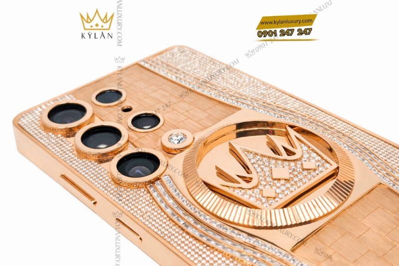 Điện thoại Samsung Galaxy S25 Ultra custom vàng hồng kim cương