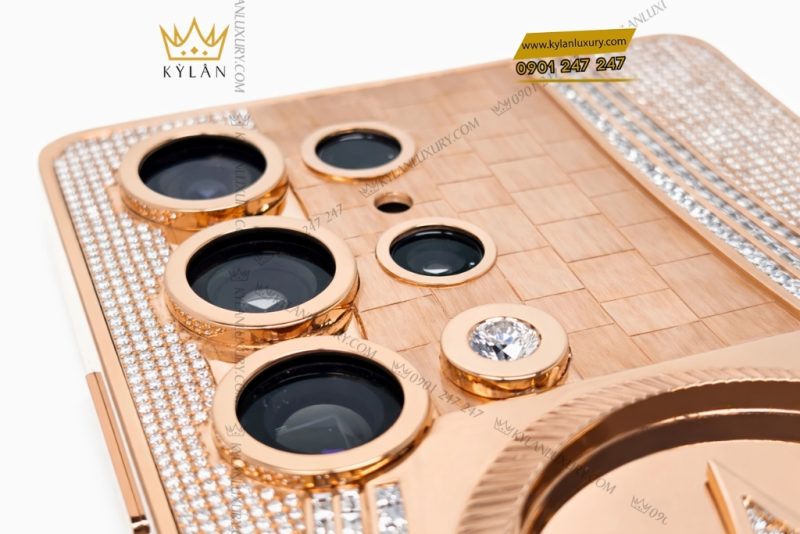 Điện thoại Samsung Galaxy S25 Ultra custom vàng hồng kim cương