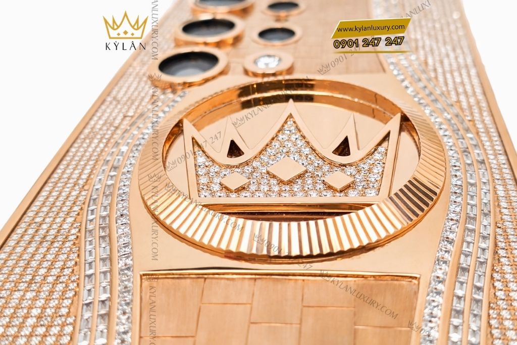 Kỳ Lân Luxury samsung galaxy s25 custom vang hong kim cuong 5 Điện thoại Samsung Galaxy S25 Ultra custom vàng hồng kim cương