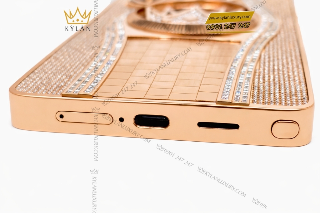 Kỳ Lân Luxury samsung galaxy s25 custom vang hong kim cuong 6 Điện thoại Samsung Galaxy S25 Ultra custom vàng hồng kim cương