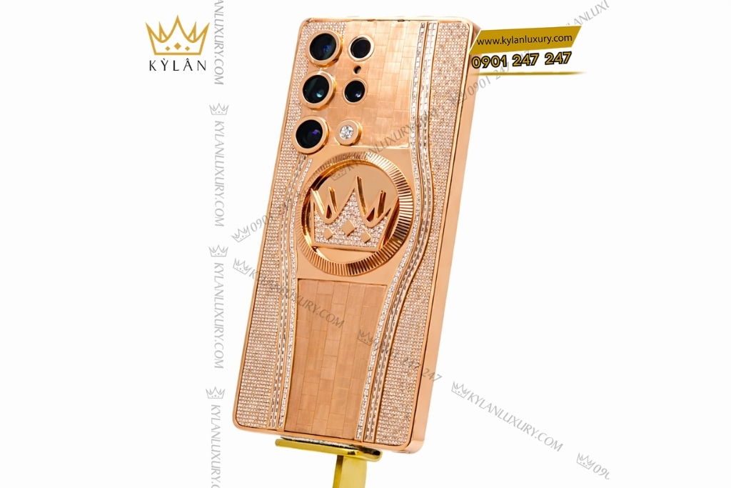 Kỳ Lân Luxury samsung galaxy s25 custom vang hong kim cuong 7 Điện thoại Samsung Galaxy S25 Ultra custom vàng hồng kim cương