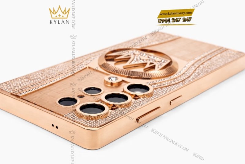 Điện thoại Samsung Galaxy S25 Ultra custom vàng hồng kim cương