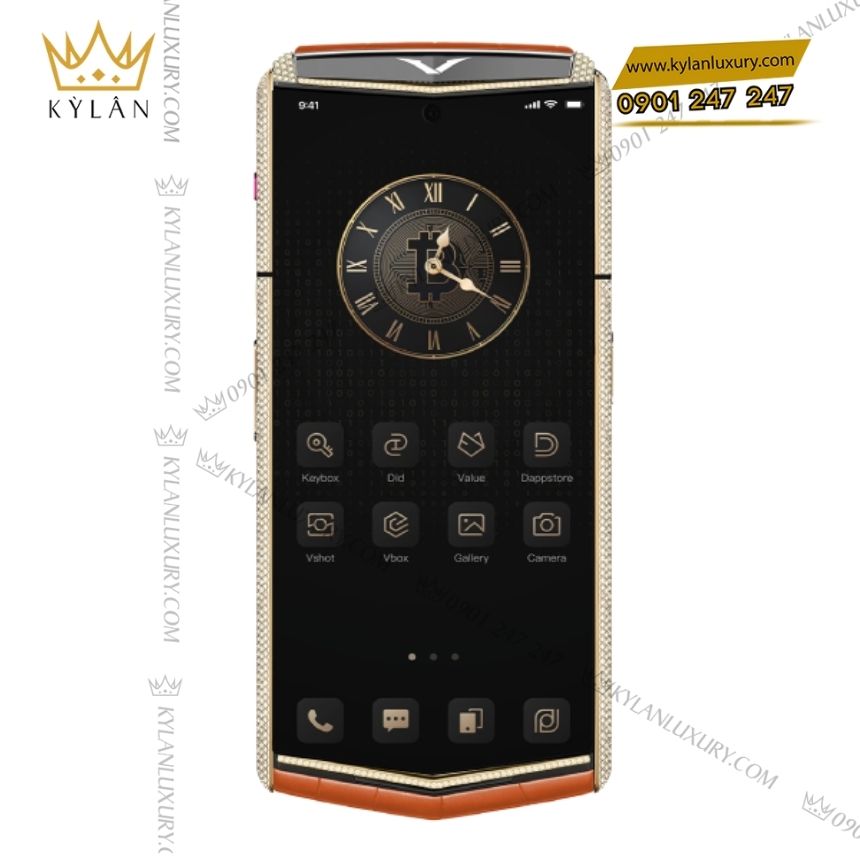 Kỳ Lân Luxury vertu agent q alligator gold full diamond orange 4 Điện thoại Vertu Agent Q Radiant Phoenix Alligator Gold Diamond 1TB