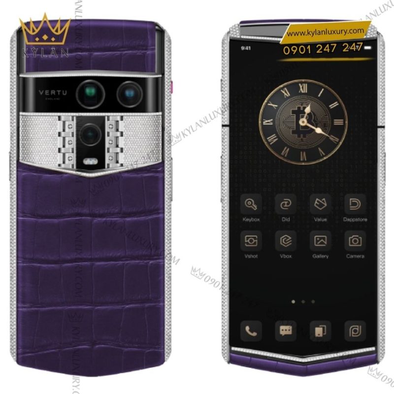 Điện thoại Vertu Agent Q Alligator Silver Full Diamond Radiant Grape Purple 1TB