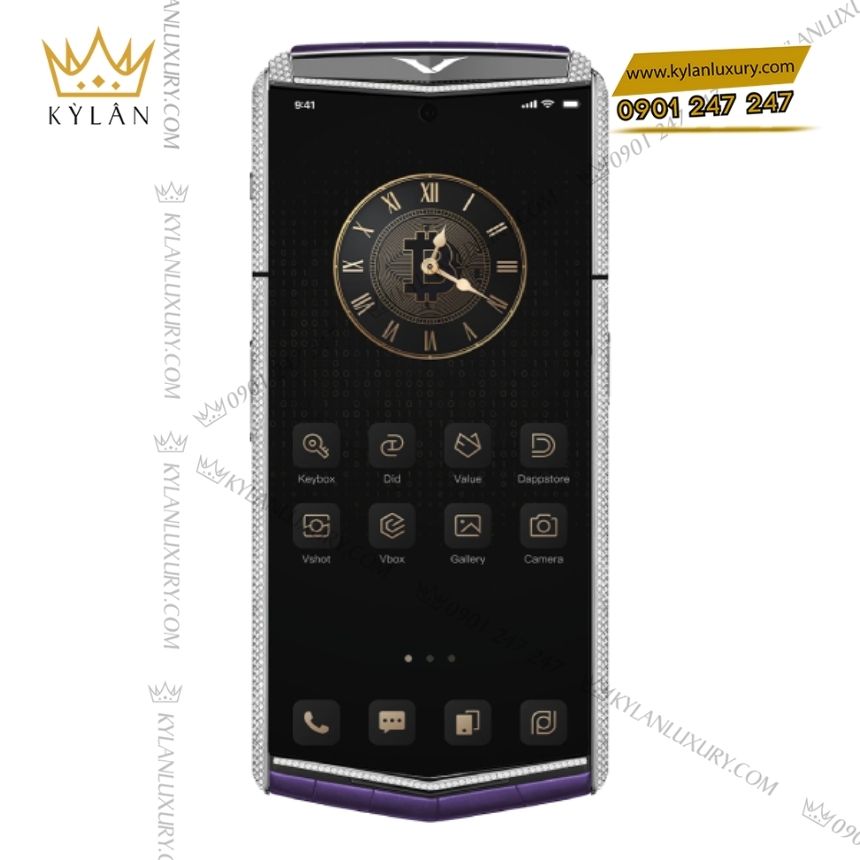 Kỳ Lân Luxury vertu agent q alligator silver full diamond radiant grape purple 1tb 4 Điện thoại Vertu Agent Q Alligator Silver Full Diamond Radiant Grape Purple 1TB